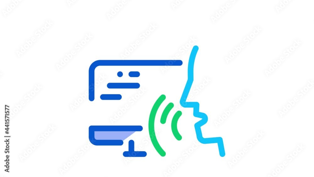 Computer Human Voice Control animated icon on white background Computer Human Voice Control animated icon on white background
