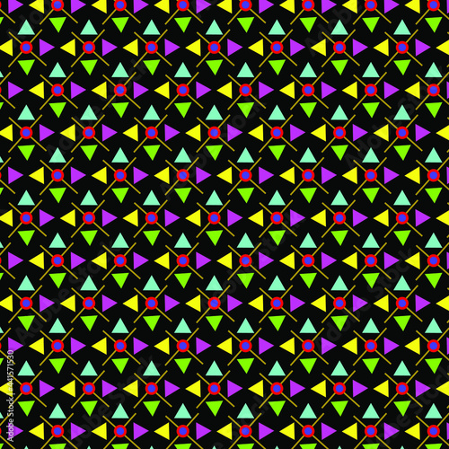 Colorful design with shapes on dark black background pattern design, Editable EPS file available