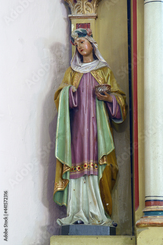 St. Lucia, statue on the altar of St. Barbara in the parish church of the Assumption of the Virgin Mary in Pescenica, Croatia