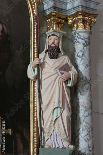 St. Cyril statue at the Altar of St. Anthony of Padua at the Church of the Visitation of the Blessed Virgin Mary in Cirkvena, Croatia