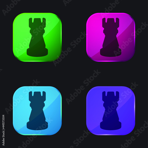 Black Tower Chess Piece Shape four color glass button icon © LIGHTFIELD STUDIOS