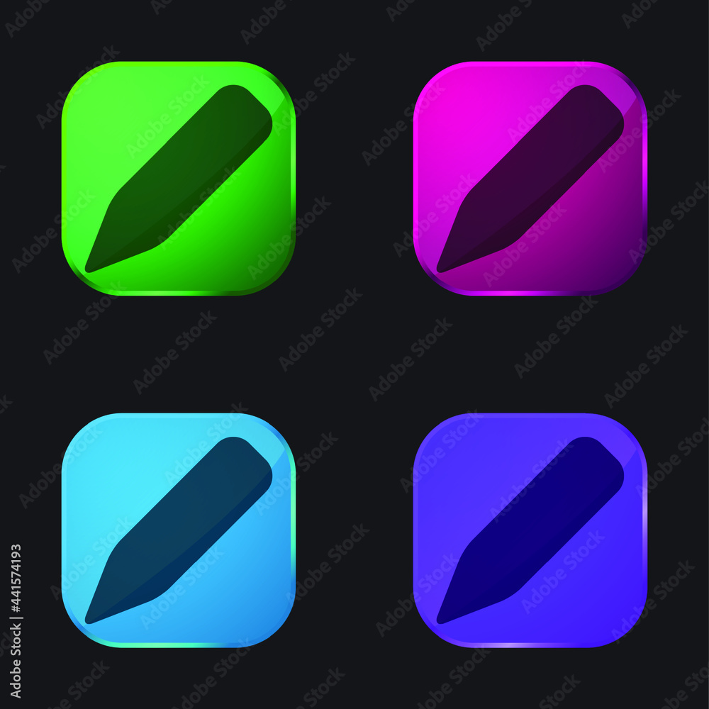 Black Crayon four color glass button icon Black Crayon four color glass button icon