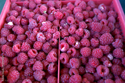 Close up of fresh raspberries full frame