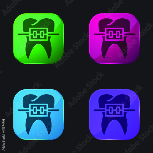 Braces four color glass button icon