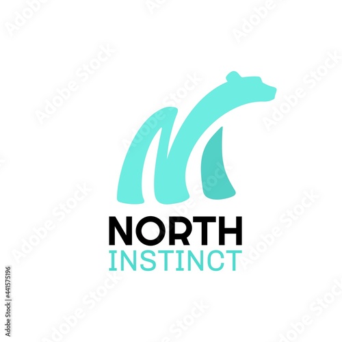 North Instinct Blue polar bear animal arctic logo concept design illustration