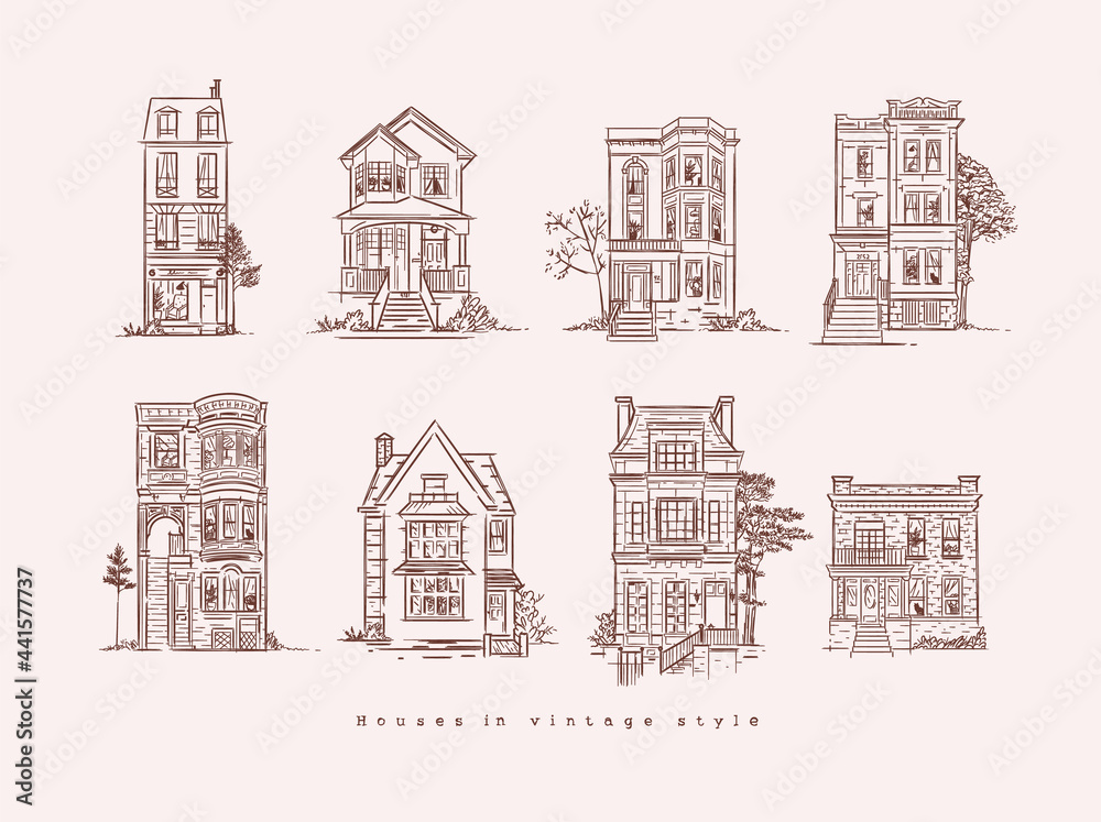 House vintage style brown lines