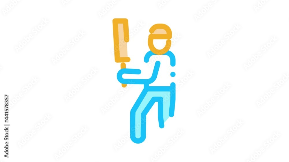 Cricket Player Batsman Icon Animation. color Cricket Player Batsman animated icon on white background Cricket Player Batsman Icon Animation. color Cricket Player Batsman animated icon on white background