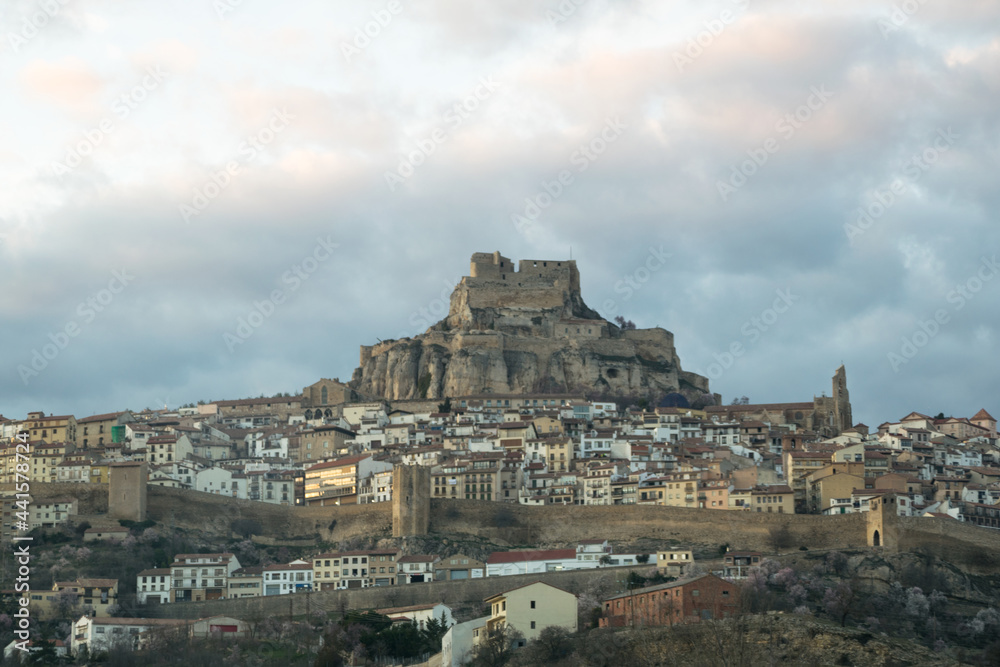 View of the medieval town of Morella, in the province of Castellon, Spain