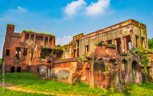 The traditional architecture of red fort in nature. I captured this image on November 5, 2019, from Panam city, Sonargaon, Bangladesh, South Aasia photo