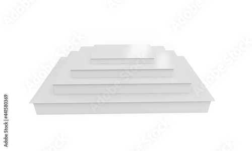 White podium cylinder template on white background. 3d render base stand empty stage or studio pedestal round platform showroom. Can paste coffee package  milk bottle  box or any object.