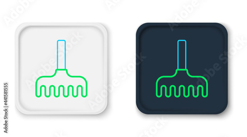 Line Garden rake icon isolated on white background. Tool for horticulture, agriculture, farming. Ground cultivator. Colorful outline concept. Vector