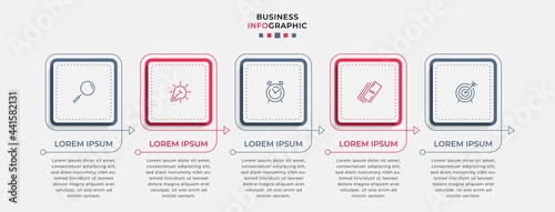 Vector Infographic design business template with icons and 5 options or steps. Can be used for process diagram, presentations, workflow layout, banner, flow chart, info graph