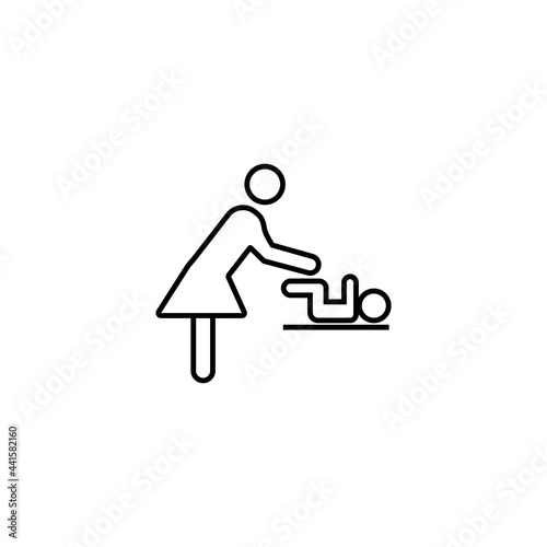 Mother swaddle baby icon on white background. Symbol of Toilet denoting Room for Mother and baby WC emblem. Vector EPS 10
