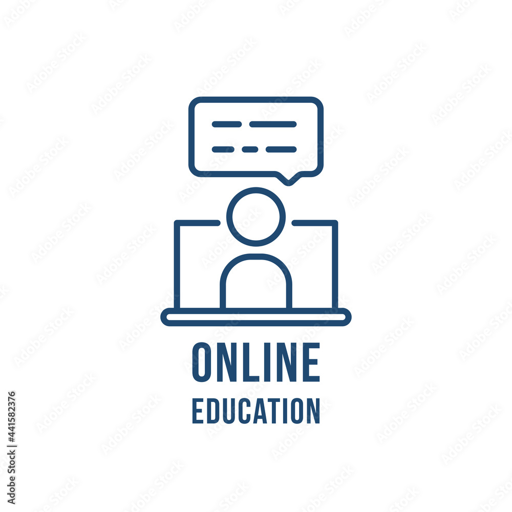 thin line online training like e-learning logo thin line online training like e-learning logo