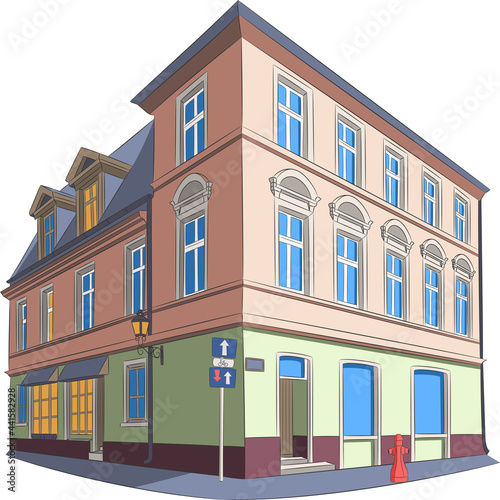 Nice old three-storey house with a shop on the first level.