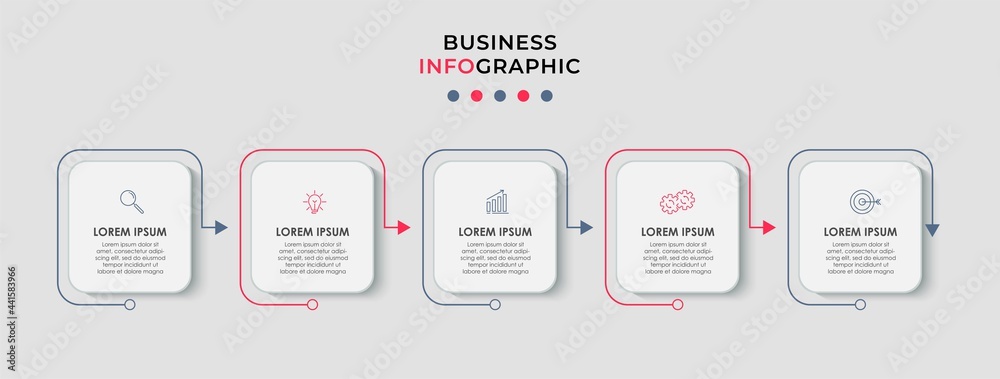 Vector Infographic design business template with icons and 5 options or steps. Can be used for process diagram, presentations, workflow layout, banner, flow chart, info graph Vector Infographic design business template with icons and 5 options or steps. Can be used for process diagram, presentations, workflow layout, banner, flow chart, info graph