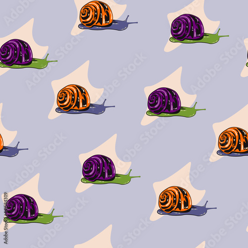 Vector seamless pattern with colored snails.