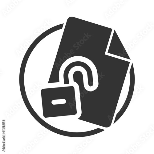 Unlock , Document solid icon.