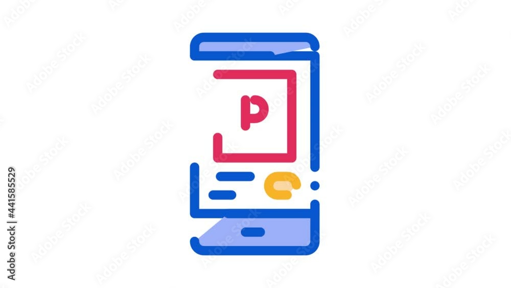 Parking Application in Phone Icon Animation. color Parking Application in Phone animated icon on white background Parking Application in Phone Icon Animation. color Parking Application in Phone animated icon on white background