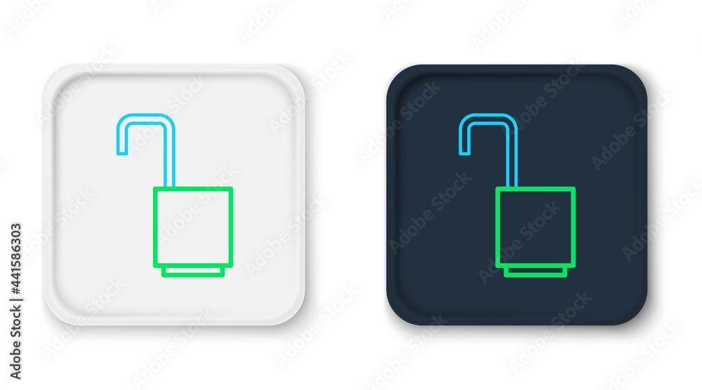 Line Open padlock icon isolated on white background. Opened lock sign. Cyber security concept. Digital data protection. Colorful outline concept. Vector Line Open padlock icon isolated on white background. Opened lock sign. Cyber security concept. Digital data protection. Colorful outline concept. Vector