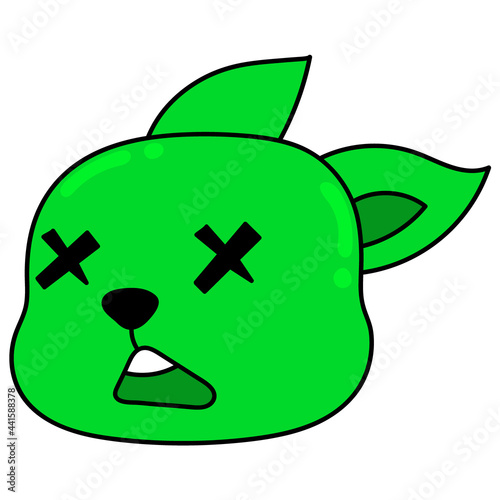 green head is unconscious, doodle icon drawing