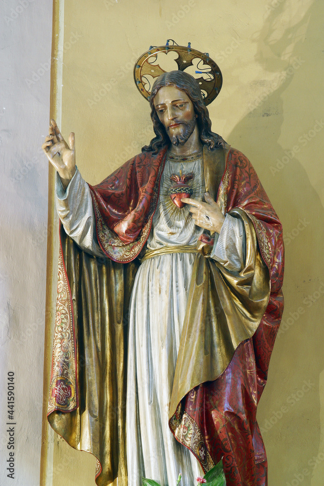 Sacred Heart of Jesus Statue in the Parish Church of Saint Nicholas in Jastrebarsko, Croatia