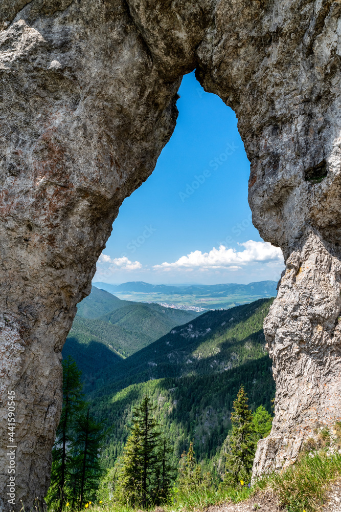 Rock window in Tatras mountains at Slovakia