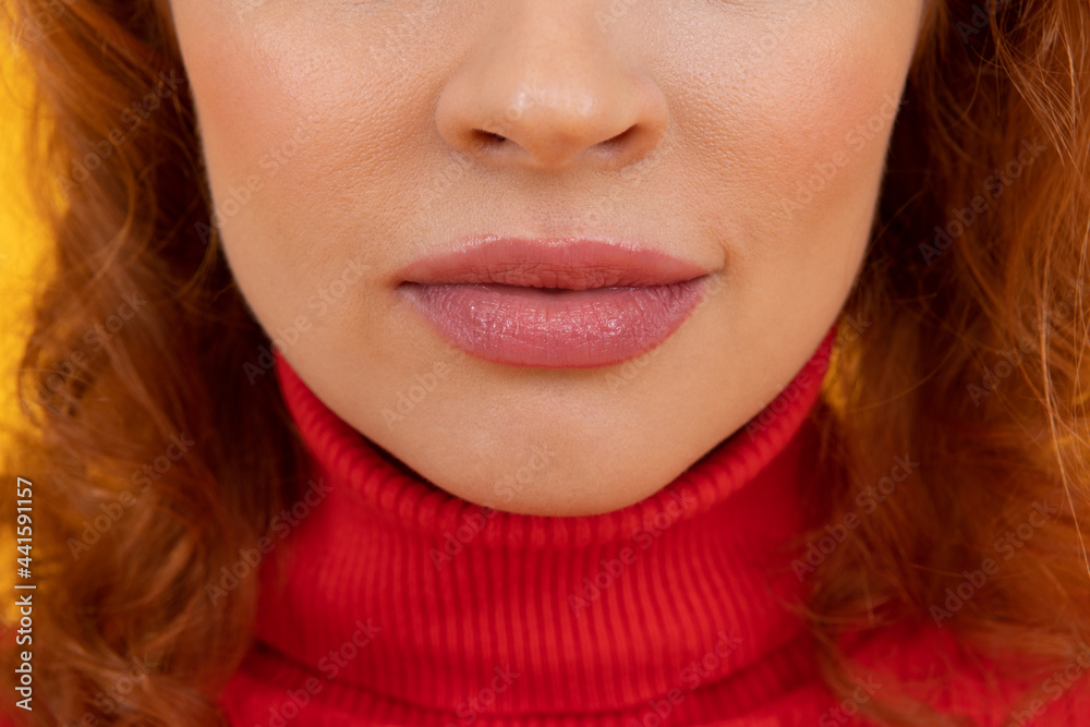 Lips of mouth. Woman lower face with sexy lips. Lip makeup. Lip visage. Female face skin and facial skincare Lips of mouth. Woman lower face with sexy lips. Lip makeup. Lip visage. Female face skin and facial skincare