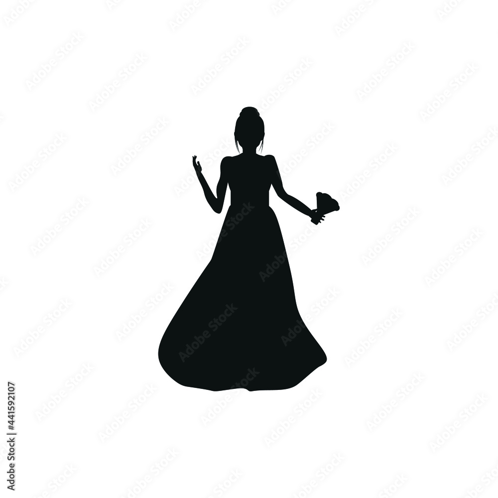 Icon on white background woman dressed as a bride on her wedding day