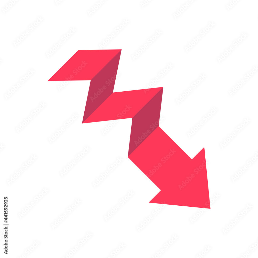 Business arrow. Red arrow pointing down. business financial loss graph concept Business arrow. Red arrow pointing down. business financial loss graph concept