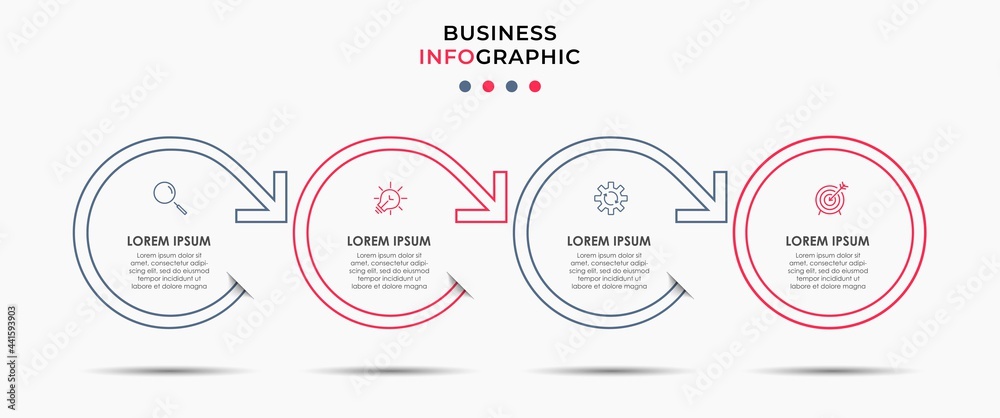 Business Infographic design template Vector with icons and 4 options or steps. Can be used for process diagram, presentations, workflow layout, banner, flow chart, info graph Business Infographic design template Vector with icons and 4 options or steps. Can be used for process diagram, presentations, workflow layout, banner, flow chart, info graph
