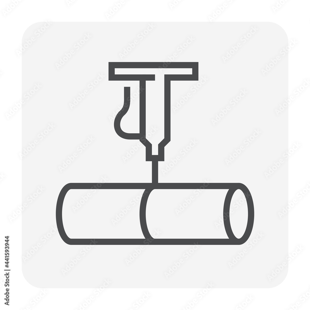 Steel or metal production industry vector icon. Consist of laser cutter machine equipment, tube or pipe product, cutting work. That manufacture, process and technology in metallurgy factory. 64x64 px. Steel or metal production industry vector icon. Consist of laser cutter machine equipment, tube or pipe product, cutting work. That manufacture, process and technology in metallurgy factory. 64x64 px.