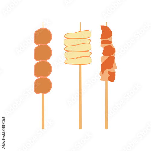 Yakitori japanese food icon on white background