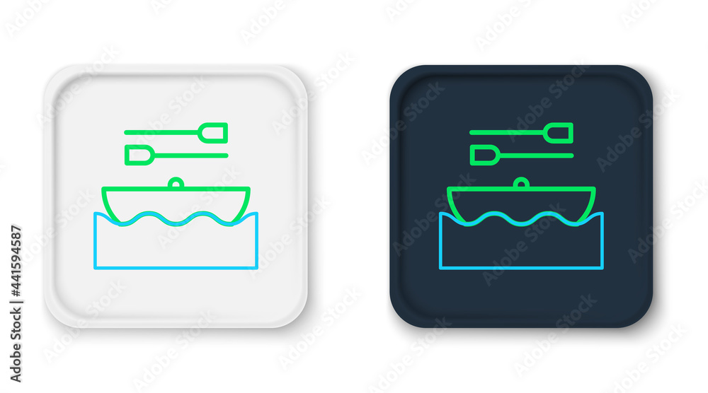Line Boat with oars icon isolated on white background. Water sports, extreme sports, holiday, vacation, team building. Colorful outline concept. Vector Line Boat with oars icon isolated on white background. Water sports, extreme sports, holiday, vacation, team building. Colorful outline concept. Vector