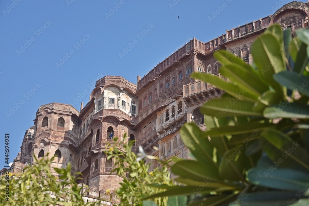 Obraz premium Interior and Exterior of The Mehrangarh Fort, Jodhpur, Rajasthan, India 