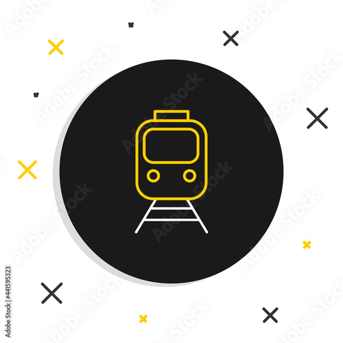 Line Train and railway icon isolated on white background. Public transportation symbol. Subway train transport. Metro underground. Colorful outline concept. Vector