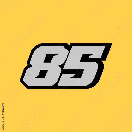 Racing star number 85 isolated on yellow background