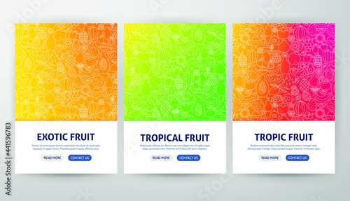 Tropical Fruit Flyer Concepts. Vector Illustration of Outline Design.