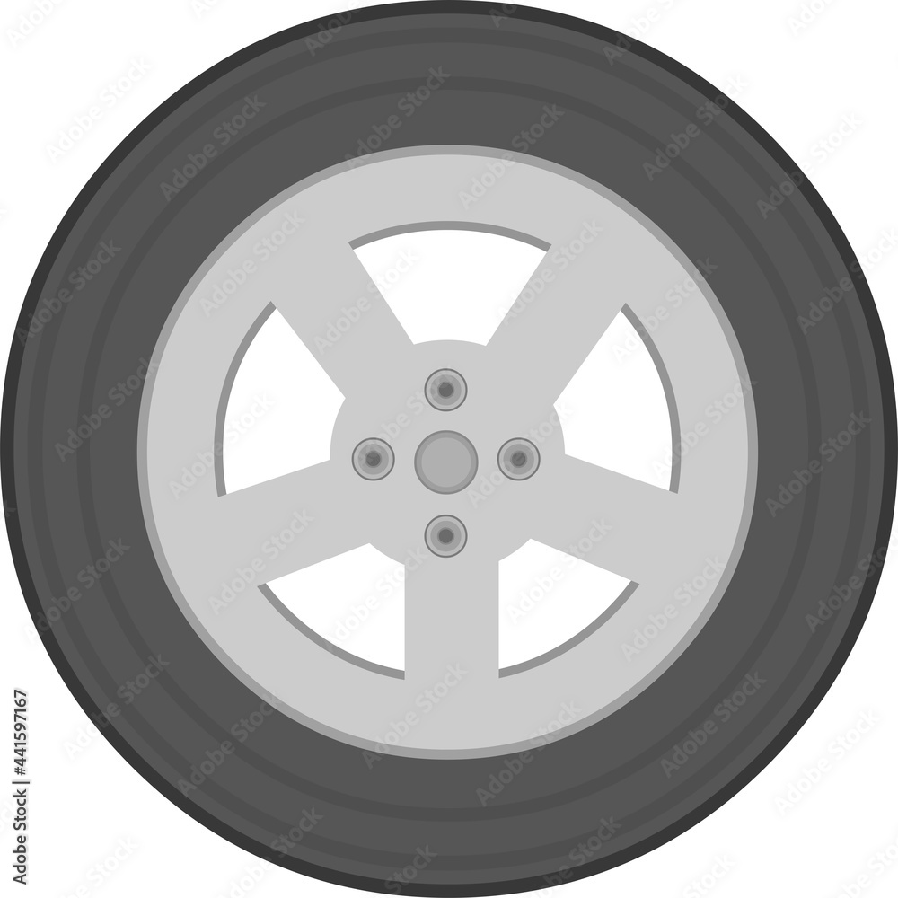 Vector emoticon illustration of a car wheel