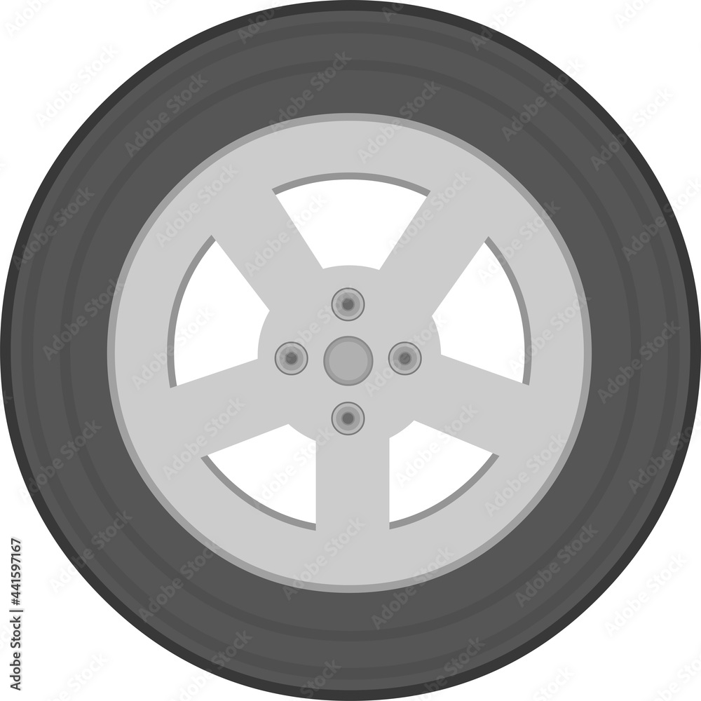Fototapeta premium Vector emoticon illustration of a car wheel