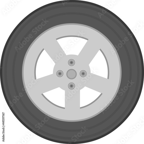 Vector emoticon illustration of a car wheel