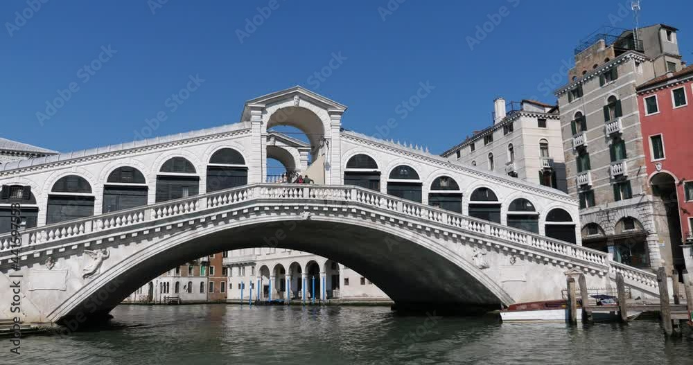 rialto bridge in venice italy, view from water rialto bridge in venice italy, view from water