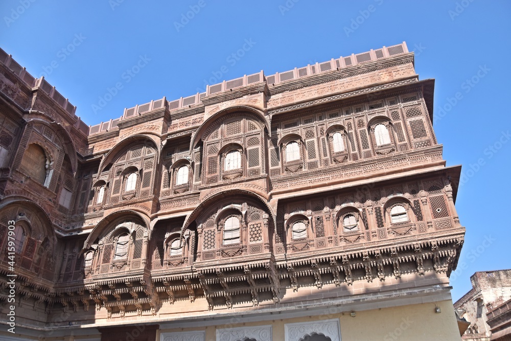 interior and exterior of mehrangarh fort, jodhpur, rajasthan, india