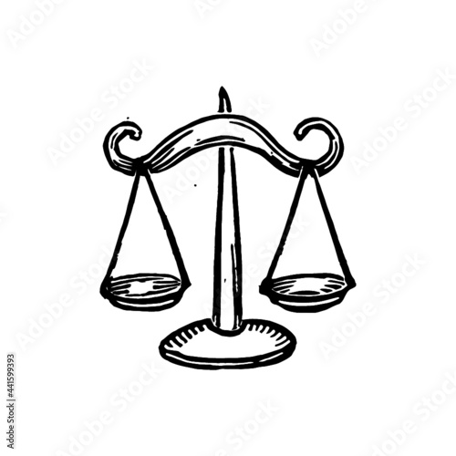 Libra sign zodiac astrology vector linocut print illustration