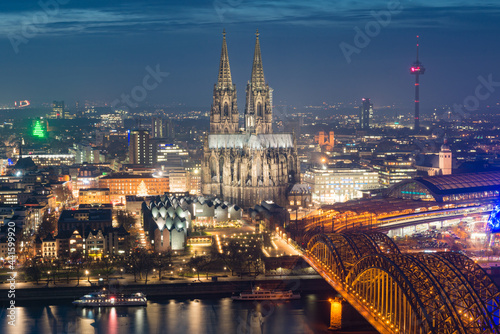 Cologne Cathedral and Hohenzollern Bridge in Cologne  Germany