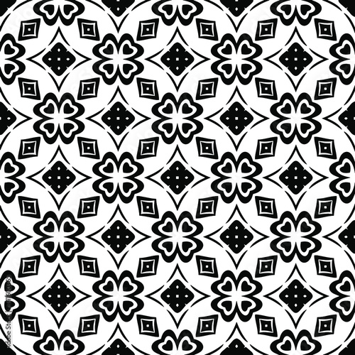  floral seamless pattern background.Geometric ornament for wallpapers and backgrounds. Black and white pattern. 
