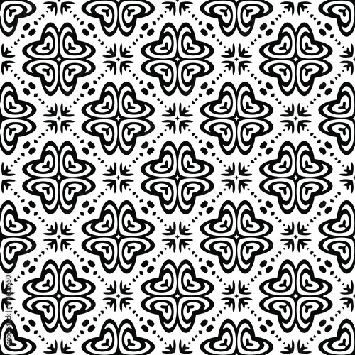  floral seamless pattern background.Geometric ornament for wallpapers and backgrounds. Black and white pattern. 