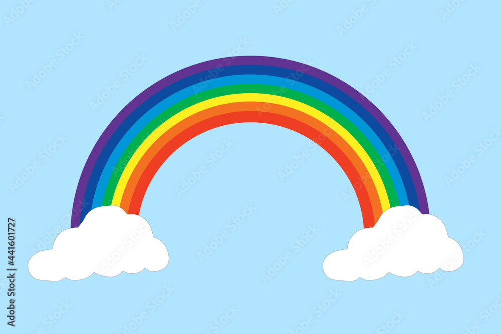 Illustration of rainbow and clouds in summer Illustration of rainbow and clouds in summer