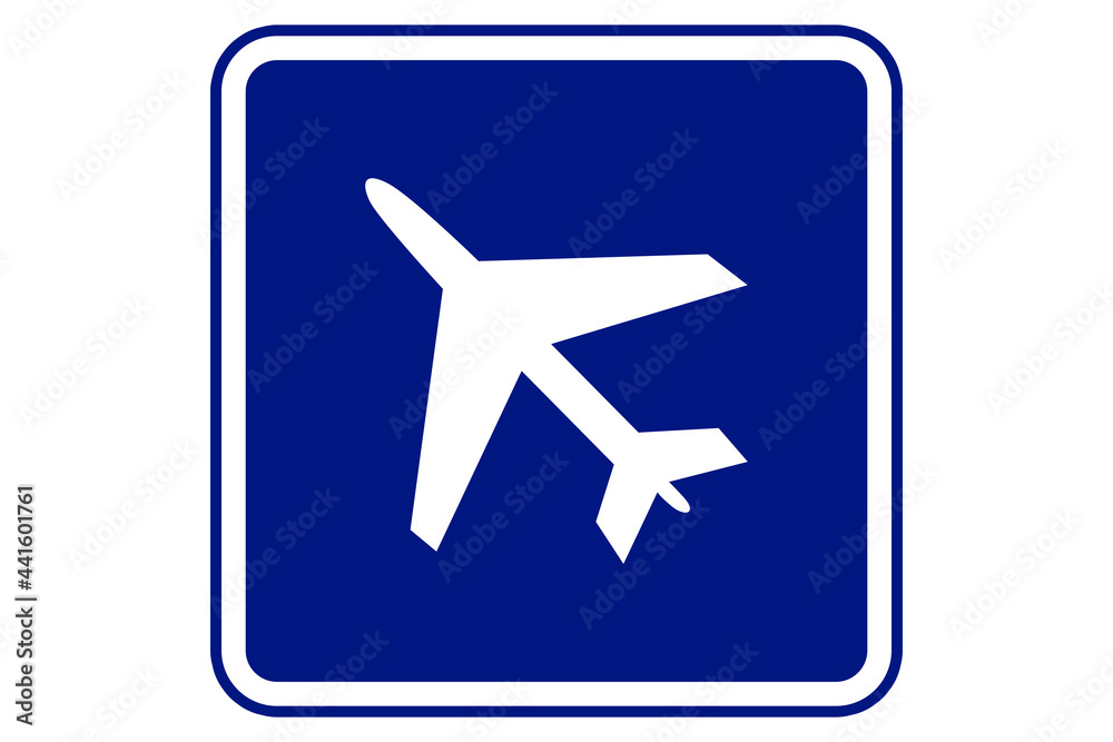 airport sign illustration on blue background
