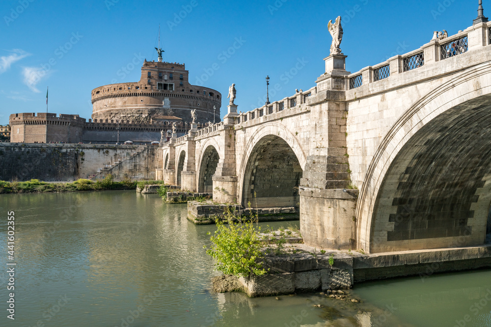Ponte Sant'Angelo and Castel Sant'Angelo in summer, Rome, Italy	